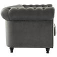 CHESTERFIELD-SOFA Samt Grau, Schwarz  - Schwarz/Grau, Trend, Holz/Textil (165/73/87cm) - Xora