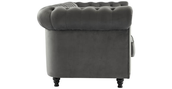 CHESTERFIELD-SOFA Samt Grau  - Schwarz/Grau, Trend, Holz/Textil (165/73/87cm) - Xora