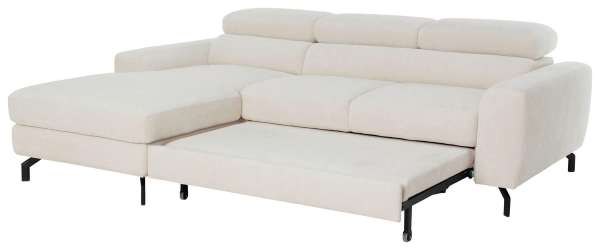 ECKSOFA LARGO in Chenille Creme  177/226 cm  - Creme/Schwarz, Design, Textil/Metall (177/226cm) - Livetastic