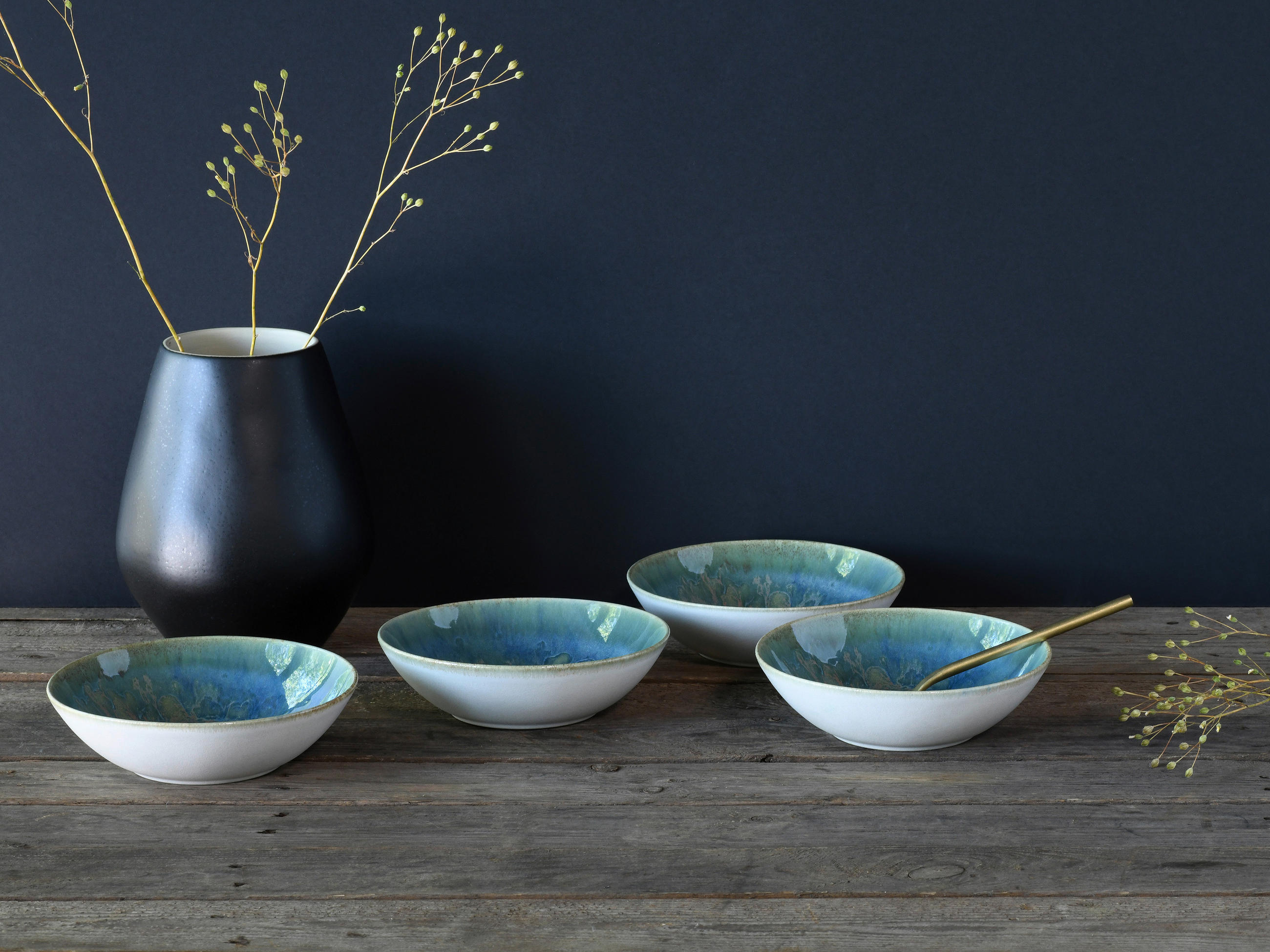 SET SERVERINGSSKÅLAR 4 delar YUKI 17 cm   - grön/blå, Basics, keramik (17cm) - Creatable