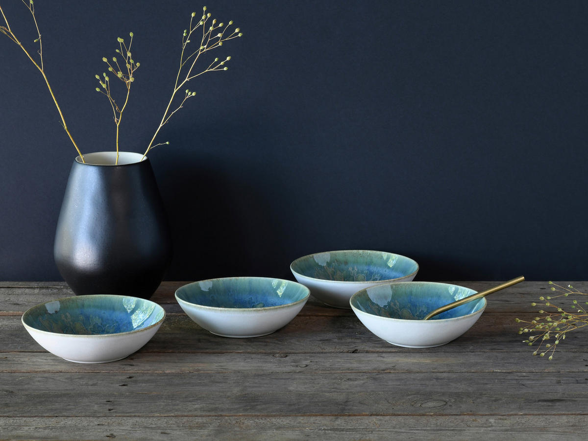 SERVIERSCHALENSET 4-teilig YUKI 17 cm   - Blau/Grün, Basics, Keramik (17cm) - Creatable