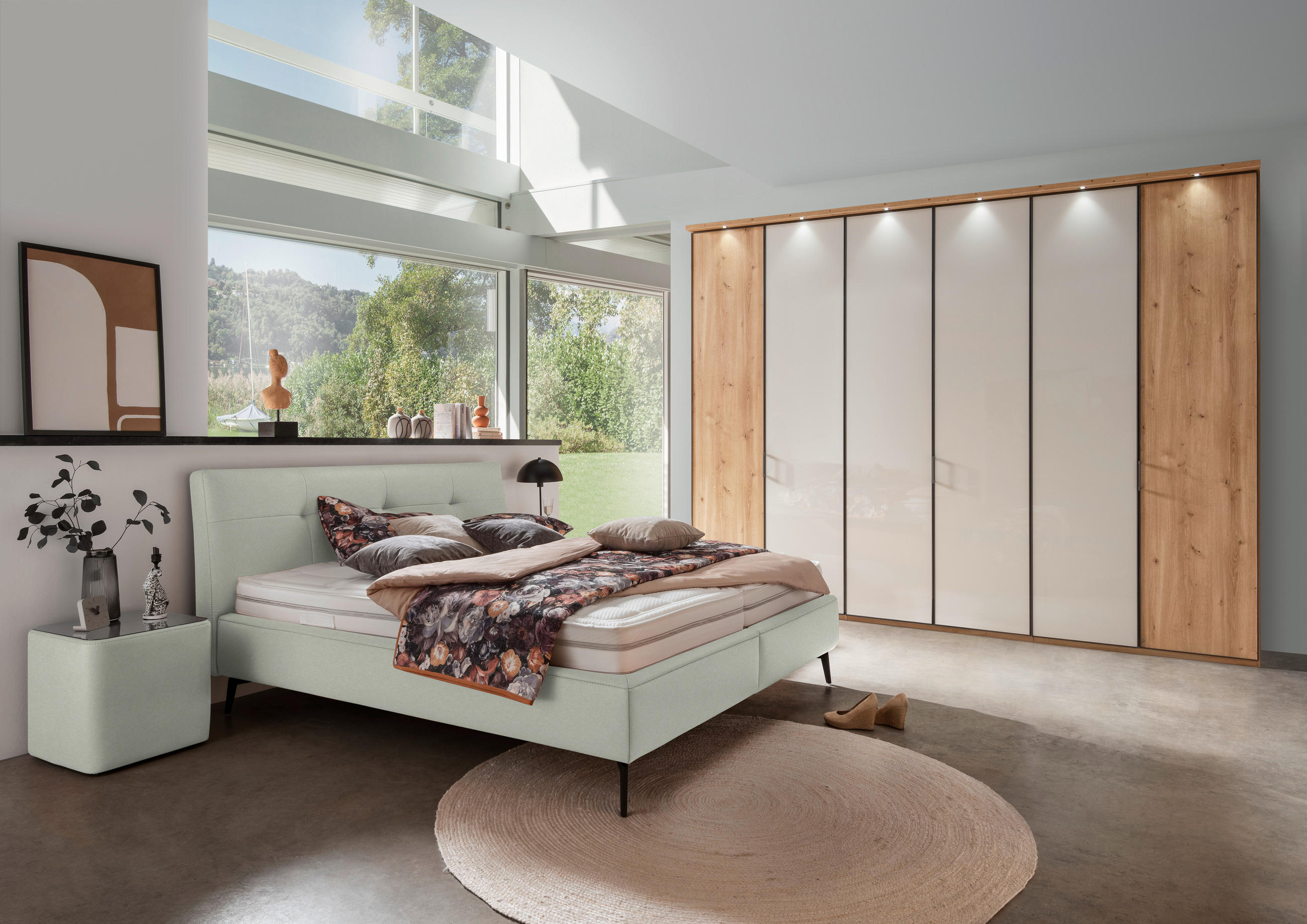 POLSTERBETT gepolstertes Kopfteil, Lattenroste, Matratzen Hellgrau 180/200 cm  - Creme/Hellgrau, MODERN, Holz/Holzwerkstoff (180/200cm) - Beldomo - Sleep