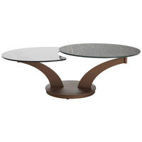 COUCHTISCH Kristallglas 82-140/82/44 cm rund Schwarz, Rostfarben  - Rostfarben/Schwarz, Design, Glas/Keramik (82-140/82/44cm) - Naos