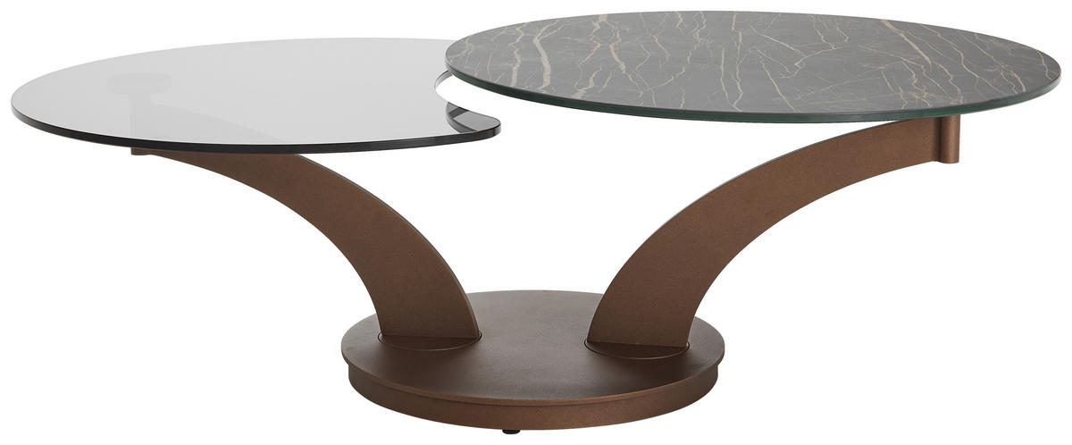 COUCHTISCH Kristallglas 82-140/82/44 cm rund Schwarz, Rostfarben  - Rostfarben/Schwarz, Design, Glas/Keramik (82-140/82/44cm) - Naos