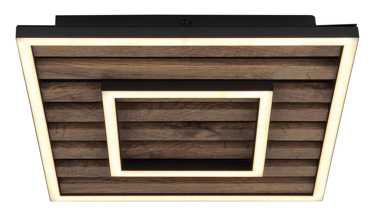 LED-DECKENLEUCHTE    30/30/6 cm  - Weiss/Dunkelbraun, Natur, Holzwerkstoff/Kunststoff (30/30/6cm) - Globo