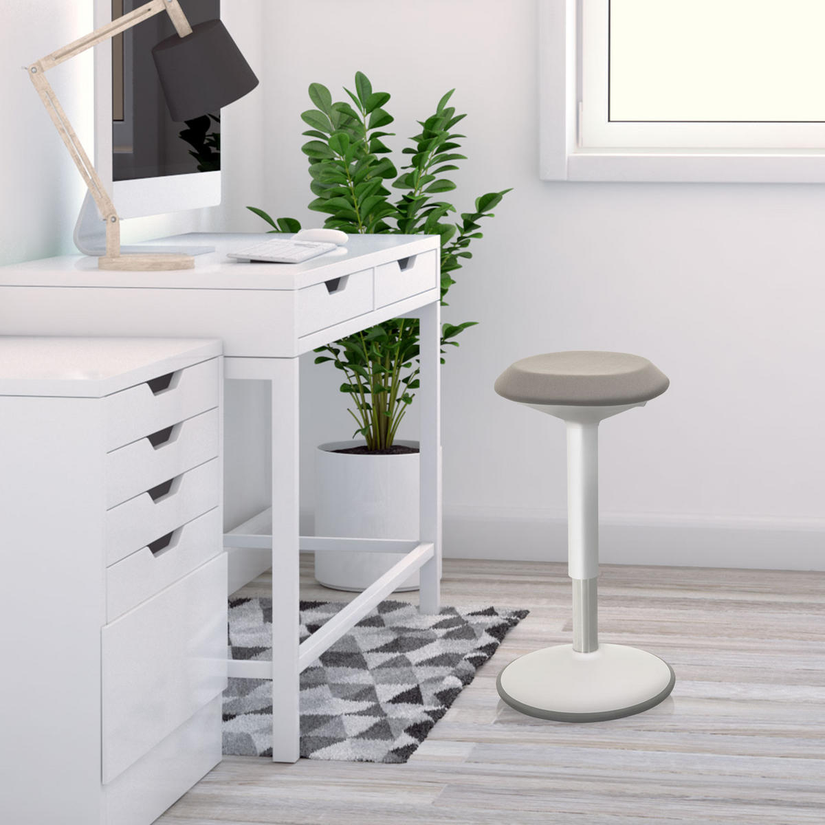 STEHHILFE 36/56/36 cm  - Weiß/Grau, MODERN, Kunststoff/Textil (36/56/36cm) - MID.YOU