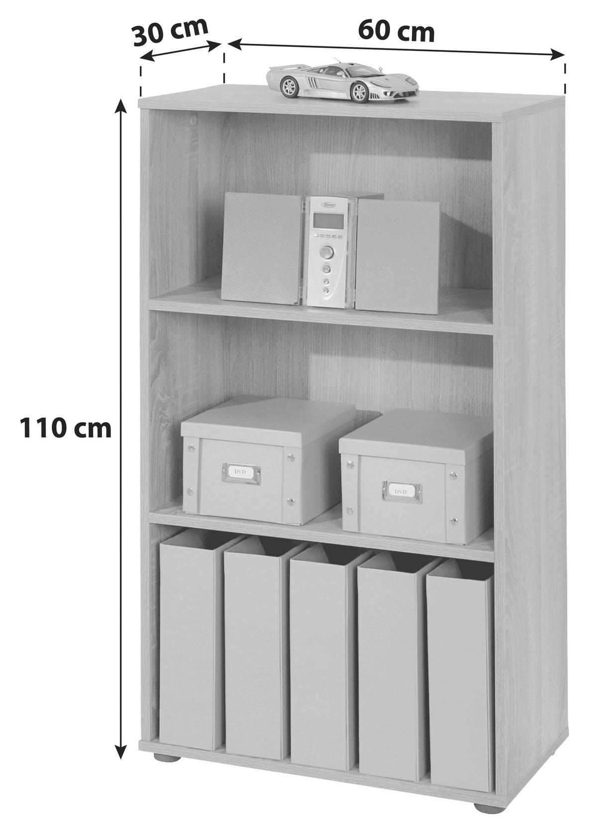 HYLLA i 60/110/30 cm Sonoma ek  - Sonoma ek/svart, Basics, trämaterial/plast (60/110/30cm) - MID.YOU