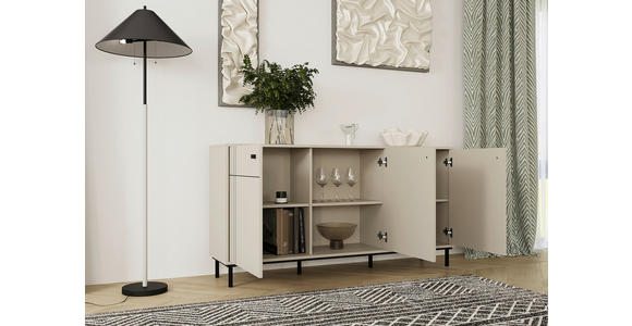 SIDEBOARD in 160,2/81,8/37 cm - Kaschmir/Schwarz, MODERN, Holzwerkstoff/Kunststoff (160,2/81,8/37cm) - Carryhome