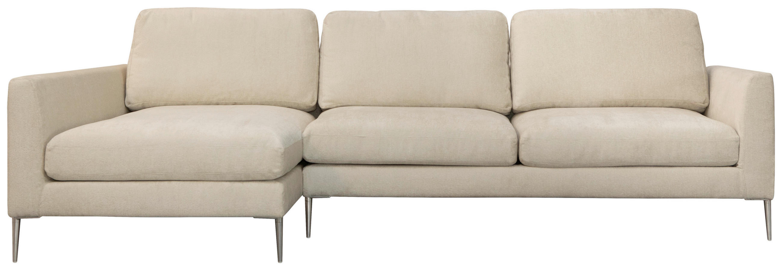 ECKSOFA Beige Chenille  - Beige/Silberfarben, KONVENTIONELL, Textil/Metall (143/284cm) - Carryhome