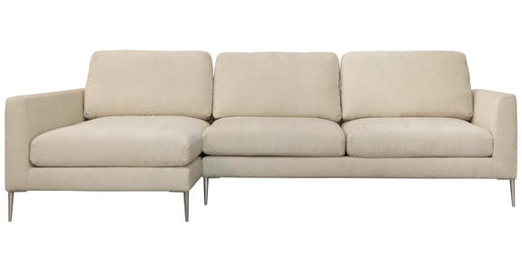 ECKSOFA Beige Chenille  - Beige/Silberfarben, KONVENTIONELL, Textil/Metall (143/284cm) - Carryhome