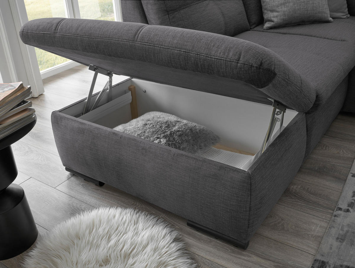 ECKSOFA in Mikrovelours Grau  - Schwarz/Grau, Konventionell, Kunststoff/Textil (217/265cm) - Carryhome