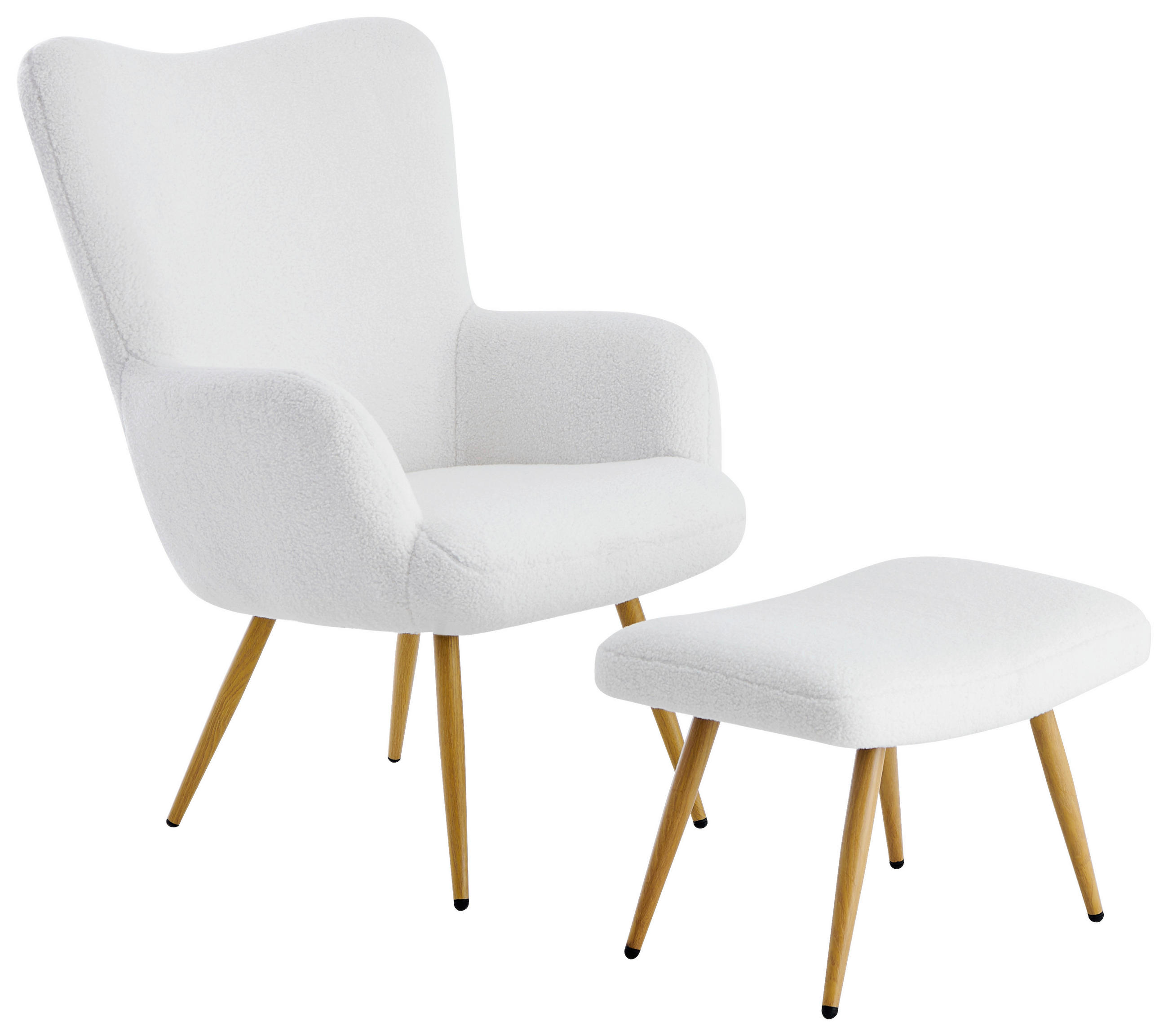 RELAXSESSELSET Webstoff Hocker    - Weiß/Sonoma Eiche, Design, Textil/Metall (68/100/78cm) - Ti'me
