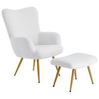 RELAXSESSELSET Webstoff Hocker    - Weiß/Sonoma Eiche, Design, Textil/Metall (68/100/78cm) - Ti'me
