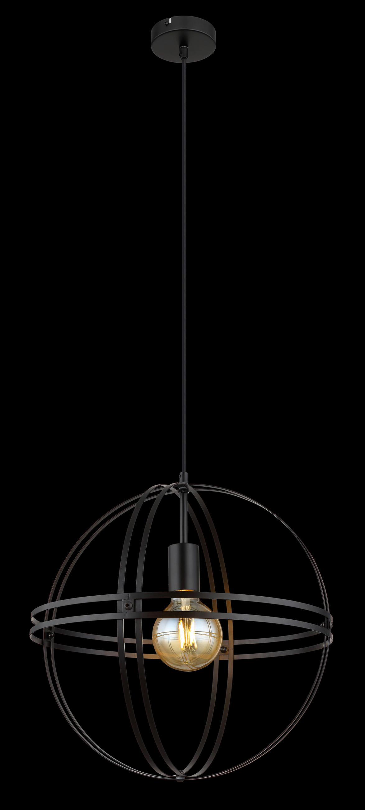 HÄNGELEUCHTE 40/120 cm    - Schwarz, Design, Metall (40/120cm) - Globo