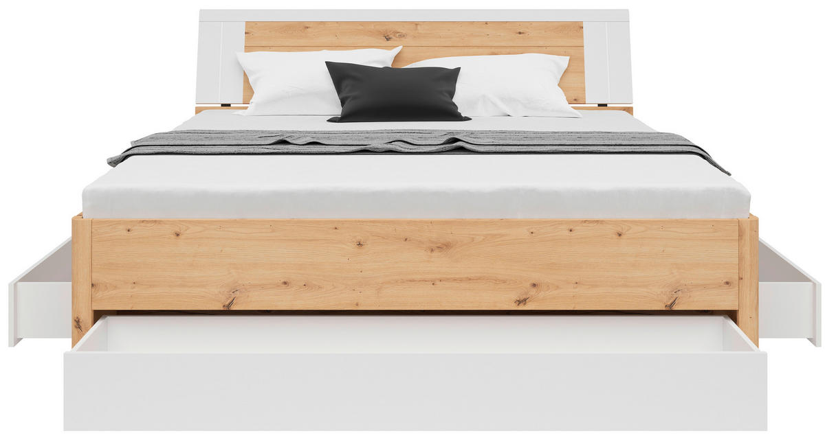 STAURAUMBETT 180/200 cm  in Weiß, Eiche Artisan  - Graphitfarben/Weiß, KONVENTIONELL, Holzwerkstoff (180/200cm)