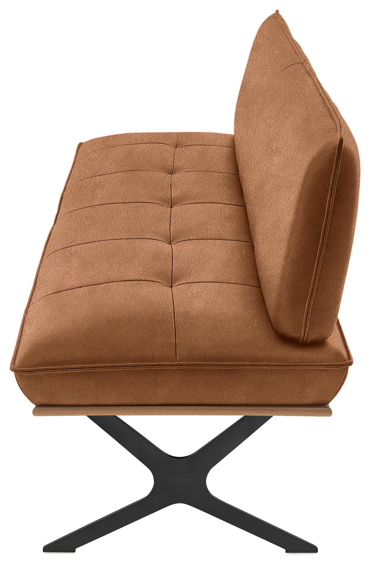 SITZBANK in Holz, Metall, Leder Schwarz, Cognac  - Cognac/Schwarz, Design, Leder/Holz (214/88/66cm) - Koinor