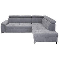 ECKSOFA Hellgrau Chenille Bettkasten, Schlaffunktion, Rücken echt, Kopfteilverstellung, Liegefläche im Originalstoff  - Hellgrau/Schwarz, KONVENTIONELL, Textil/Metall (265/206cm) - Carryhome