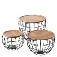 PRÍRUČNÝ STOLÍK, mangové drevo, čierna - čierna, Basics, kov/drevo (36/24cm)