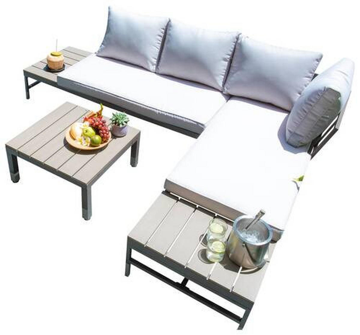LOUNGEGARNITUR  215/154,5 cm  Stahl  - Braun/Grau, MODERN, Kunststoff/Textil (215/154,5cm) - Luca Bessoni