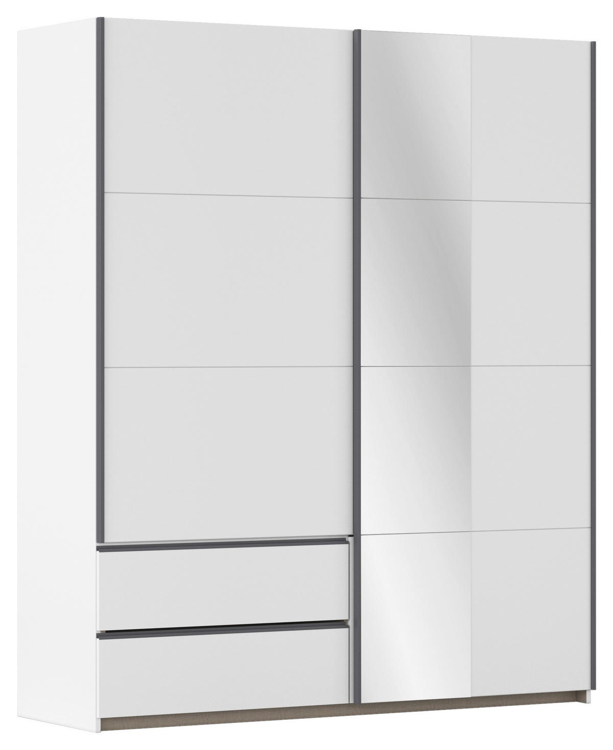 GARDEROB MED SKJUTDÖRRAR 175/210/59 cm 2-dörrar - vit/grå, Modern, trämaterial (175/210/59cm) - Rauch Möbel