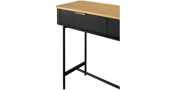 KONSOLENTISCH Schwarz, Eichefarben - Eichefarben/Goldfarben, Trend, Holzwerkstoff/Metall (110/35/78cm) - Xora