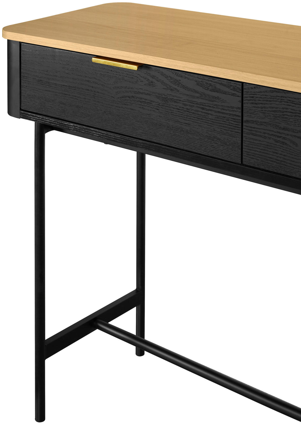 KONSOLENTISCH Schwarz, Eichefarben  - Eichefarben/Goldfarben, Trend, Holzwerkstoff/Metall (110/35/78cm) - Xora