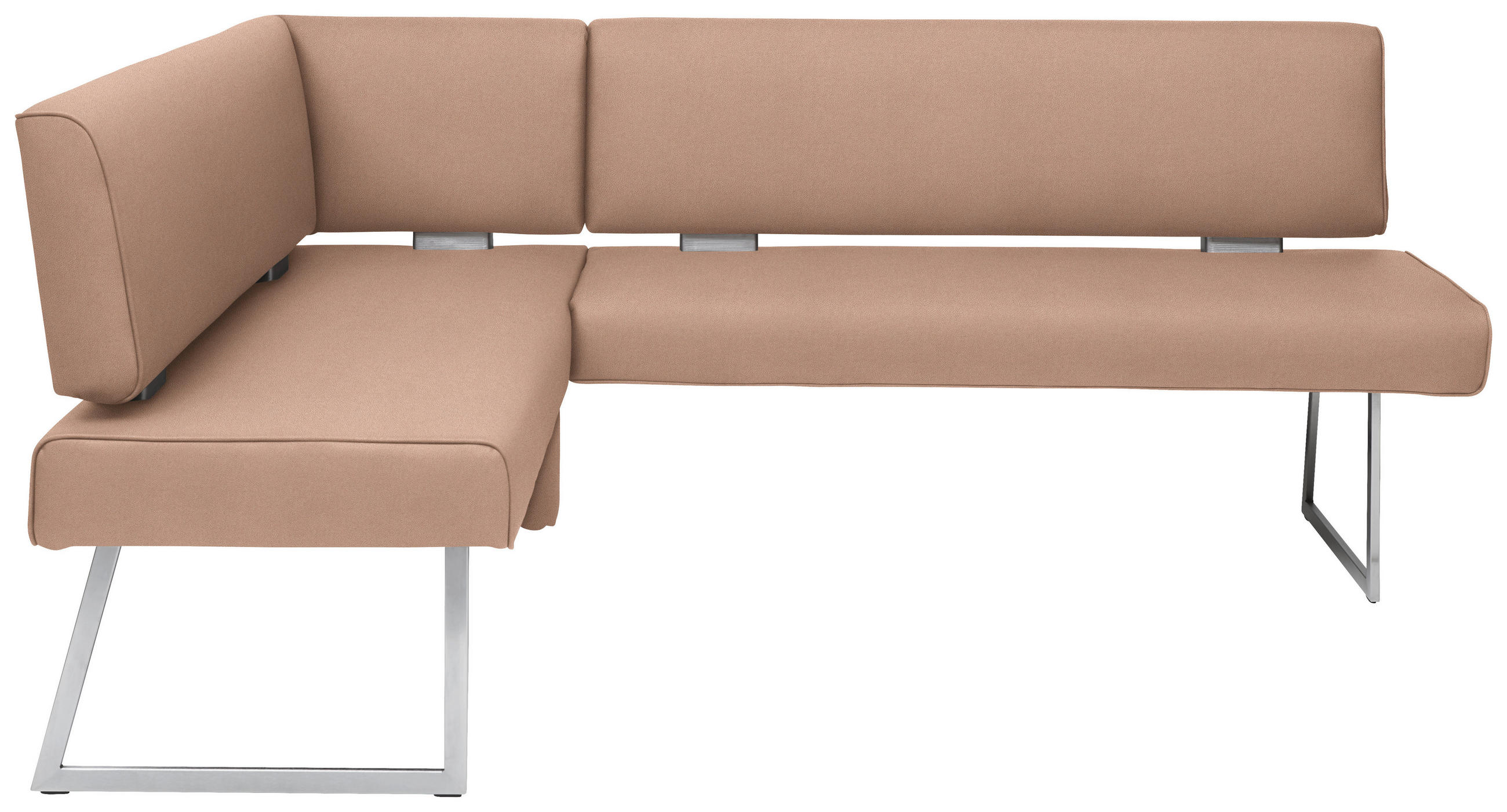 ECKBANK 160/219 cm  in Edelstahlfarben, Sandfarben  - Sandfarben/Edelstahlfarben, Design, Textil/Metall (160/219cm) - Dieter Knoll