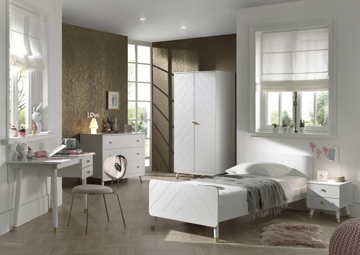 DREHTÜRENSCHRANK 2-türig Weiß  - Goldfarben/Weiß, MODERN, Holzwerkstoff/Kunststoff (100/200/59cm) - MID.YOU
