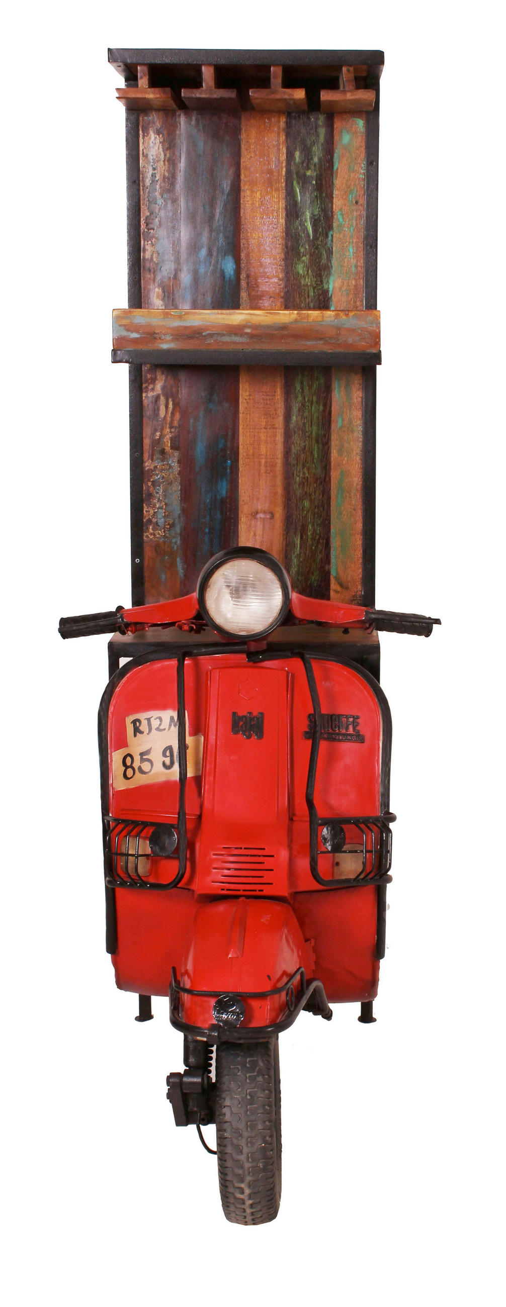 BARSCHRANK in Multicolor, Rot  - Schwarzbraun/Rot, MODERN, Holz/Metall (46/190/98cm) - MID.YOU