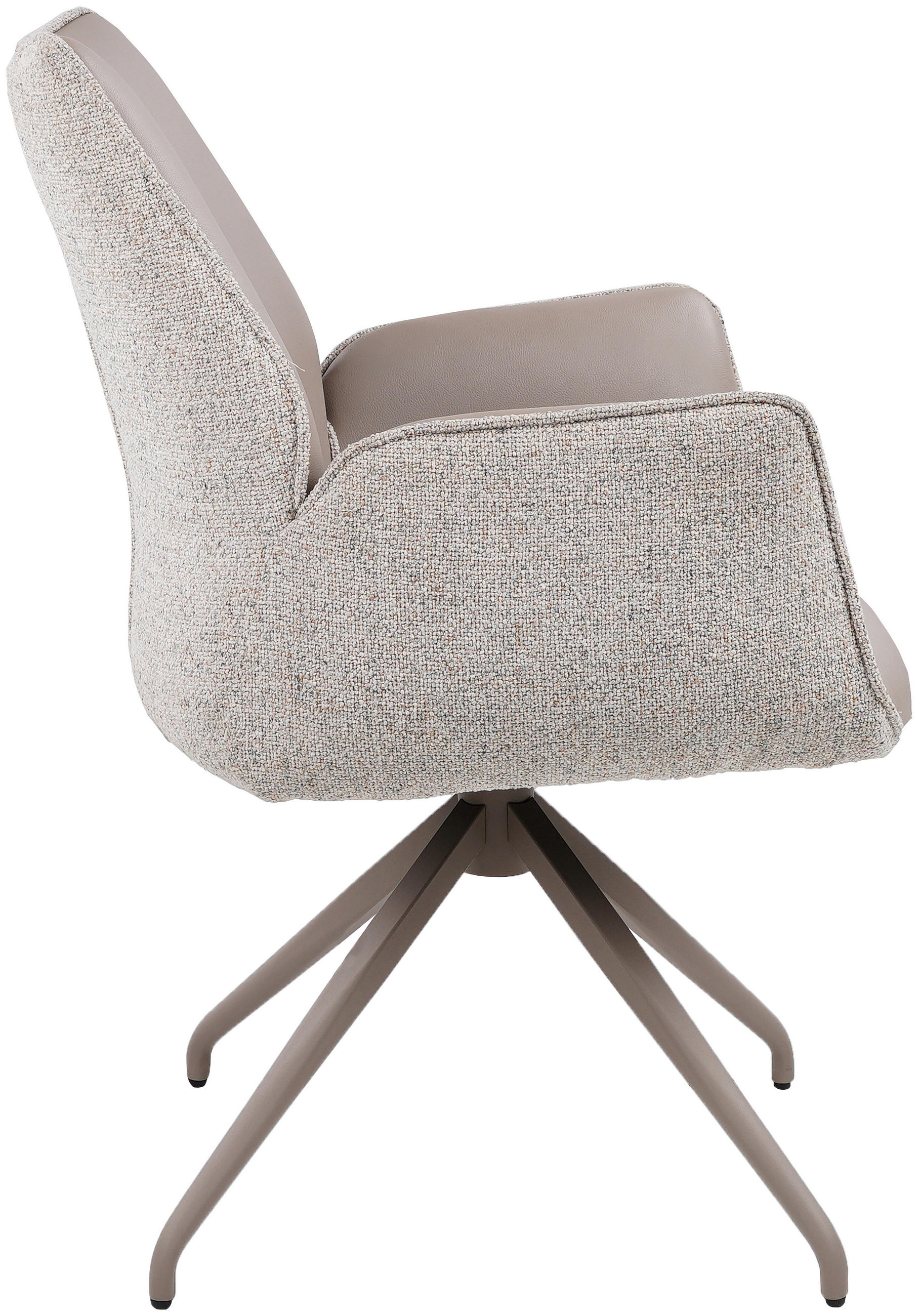 ARMLEHNSTUHL  in Eisen Lederlook, Leinenoptik  - Champagner/Grau, KONVENTIONELL, Textil/Metall (61/82,5/61cm) - Livetastic