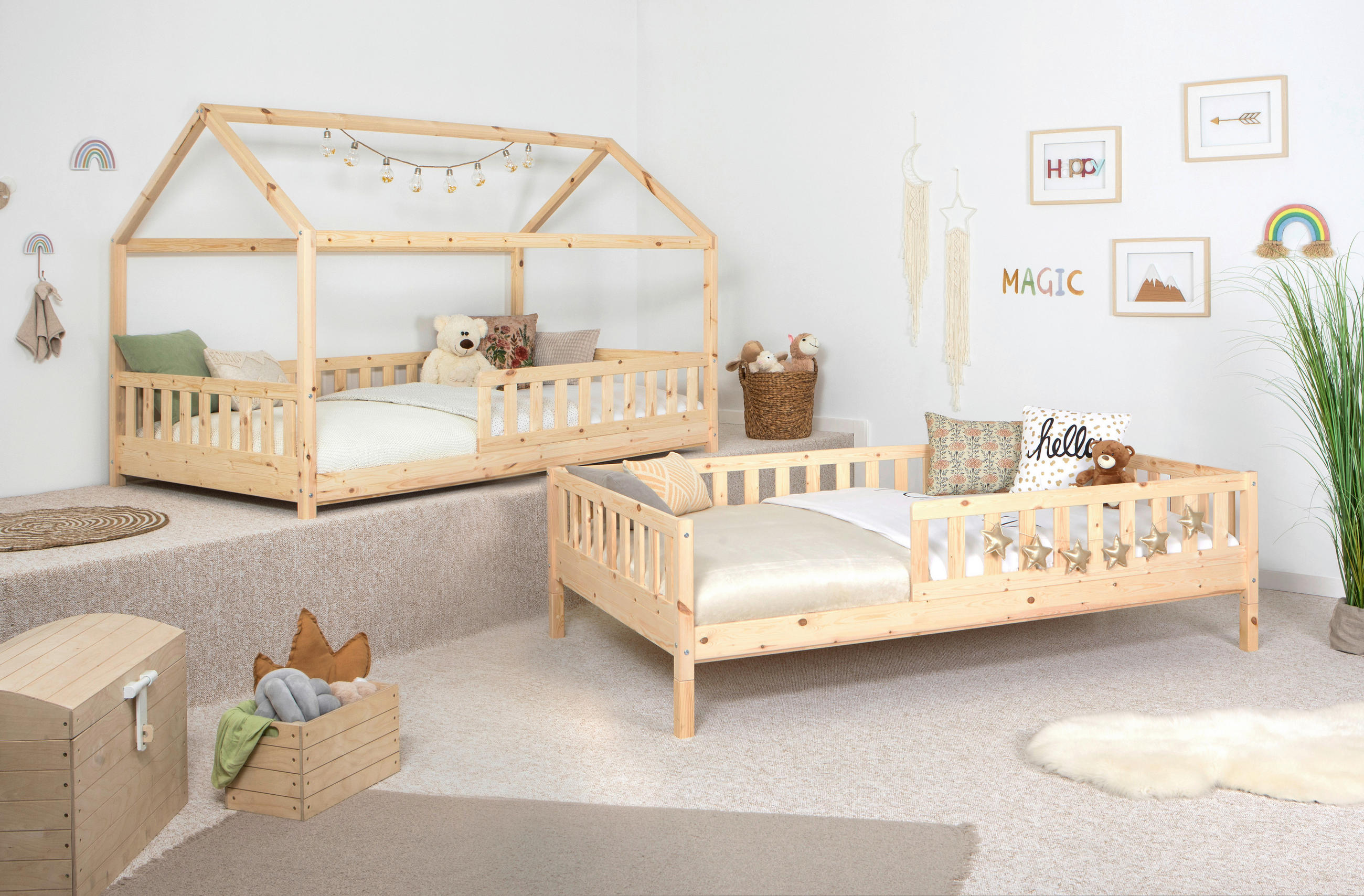 HAUSBETT Absturzsicherung, Rollrost 120/200 cm  in Naturfarben  - Naturfarben, MODERN, Holz (120/200cm) - MID.YOU