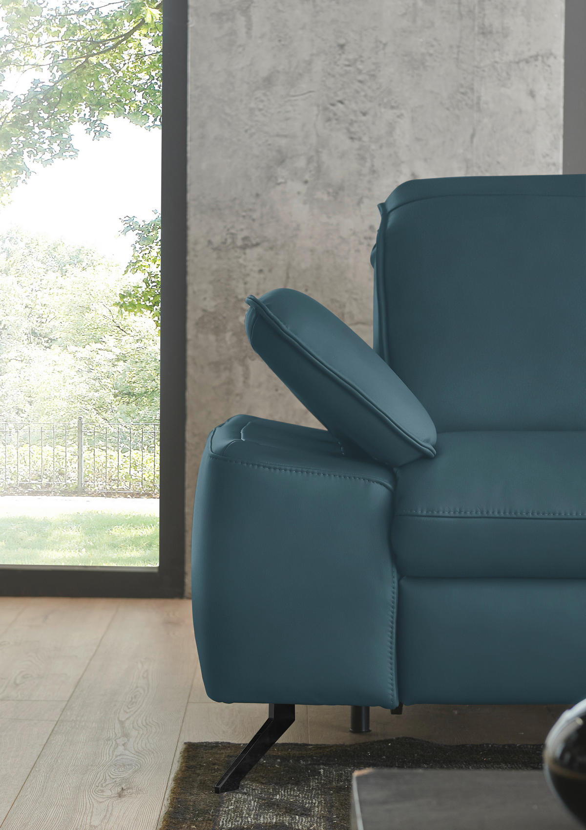 ECKSOFA  Echtleder Blau  - Blau/Schwarz, Design, Leder/Metall (307/169cm) - Beldomo Premium