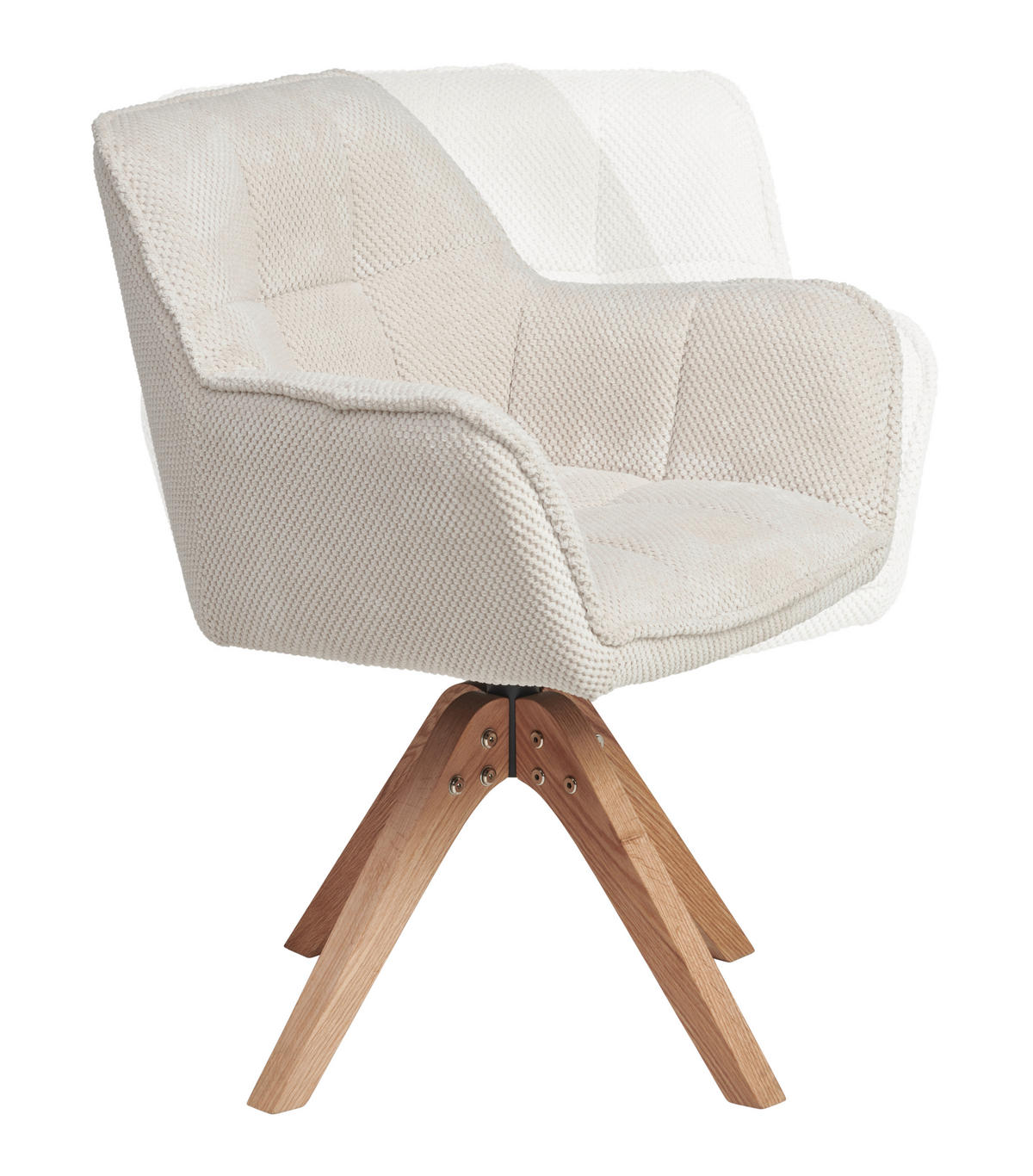 ARMLEHNSTUHL  Sitzfläche 360° drehbar, inklusive Armlehnen Webstoff  - Eichefarben/Beige, Basics, Holz/Textil (61/85/63cm) - MID.YOU