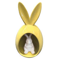 DEKOHASE   - Gelb/Weiß, LIFESTYLE, Keramik (11,9/21,8/11,2cm)