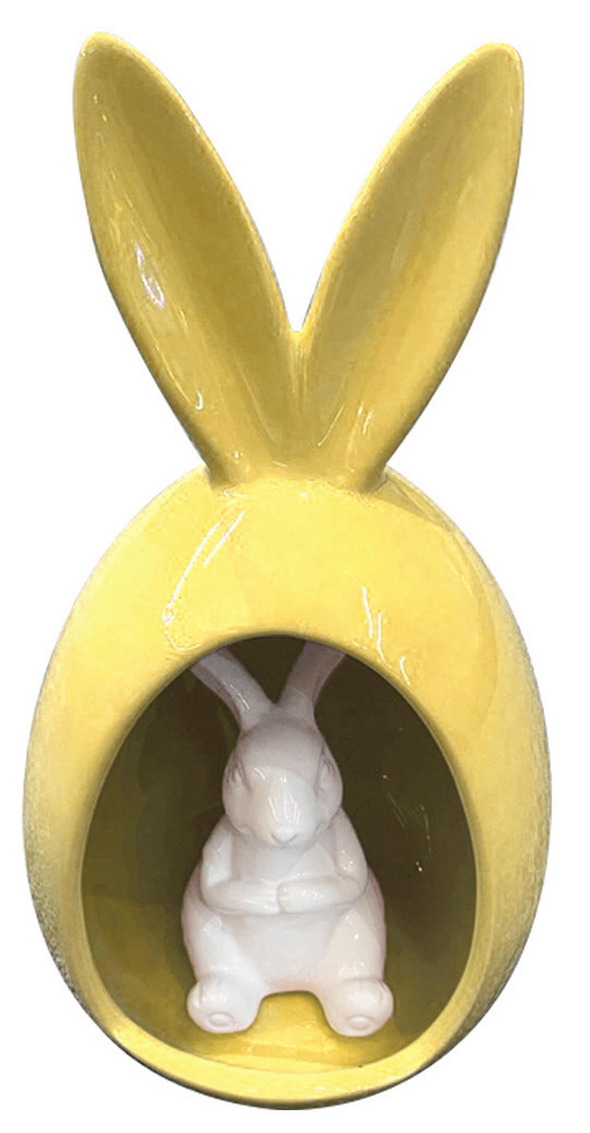 DEKOHASE   - Gelb/Weiß, LIFESTYLE, Keramik (11,9/21,8/11,2cm)