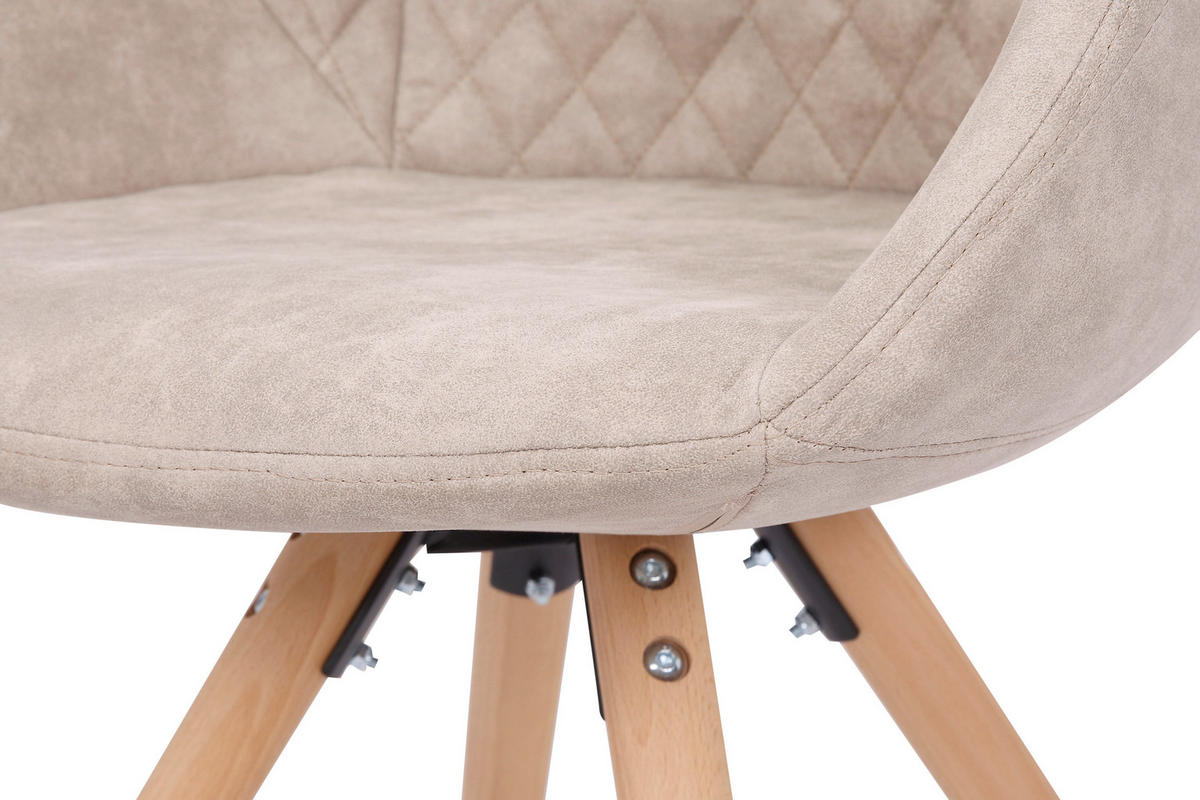 STUHL-SET 2 Stück  in Holz, Kunststoff  - Creme/Weiß, MODERN, Holz/Kunststoff (59/82/55cm) - Kayoom