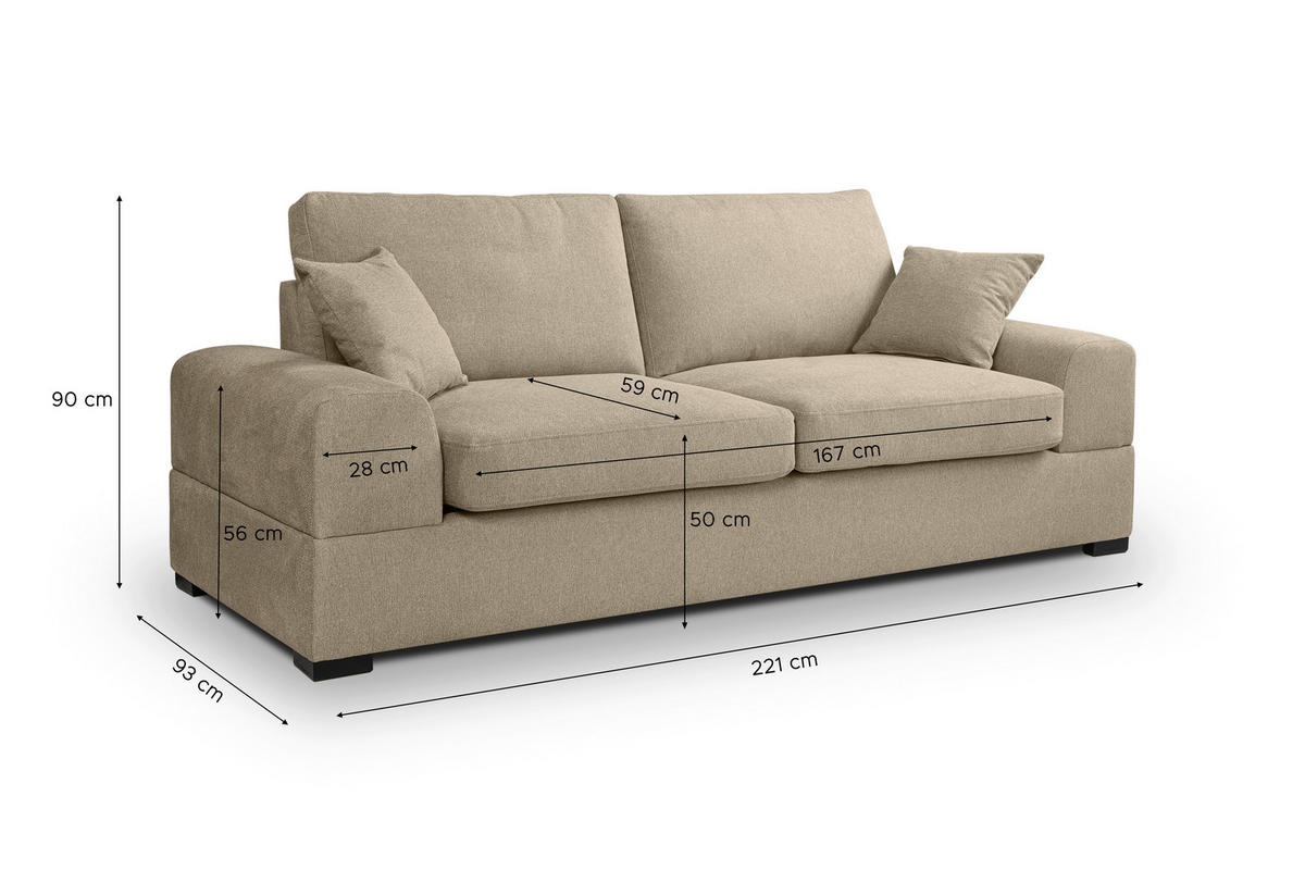 3-SITZER-SOFA  in  221/93 cm  - Basics (221/93cm) - MID.YOU
