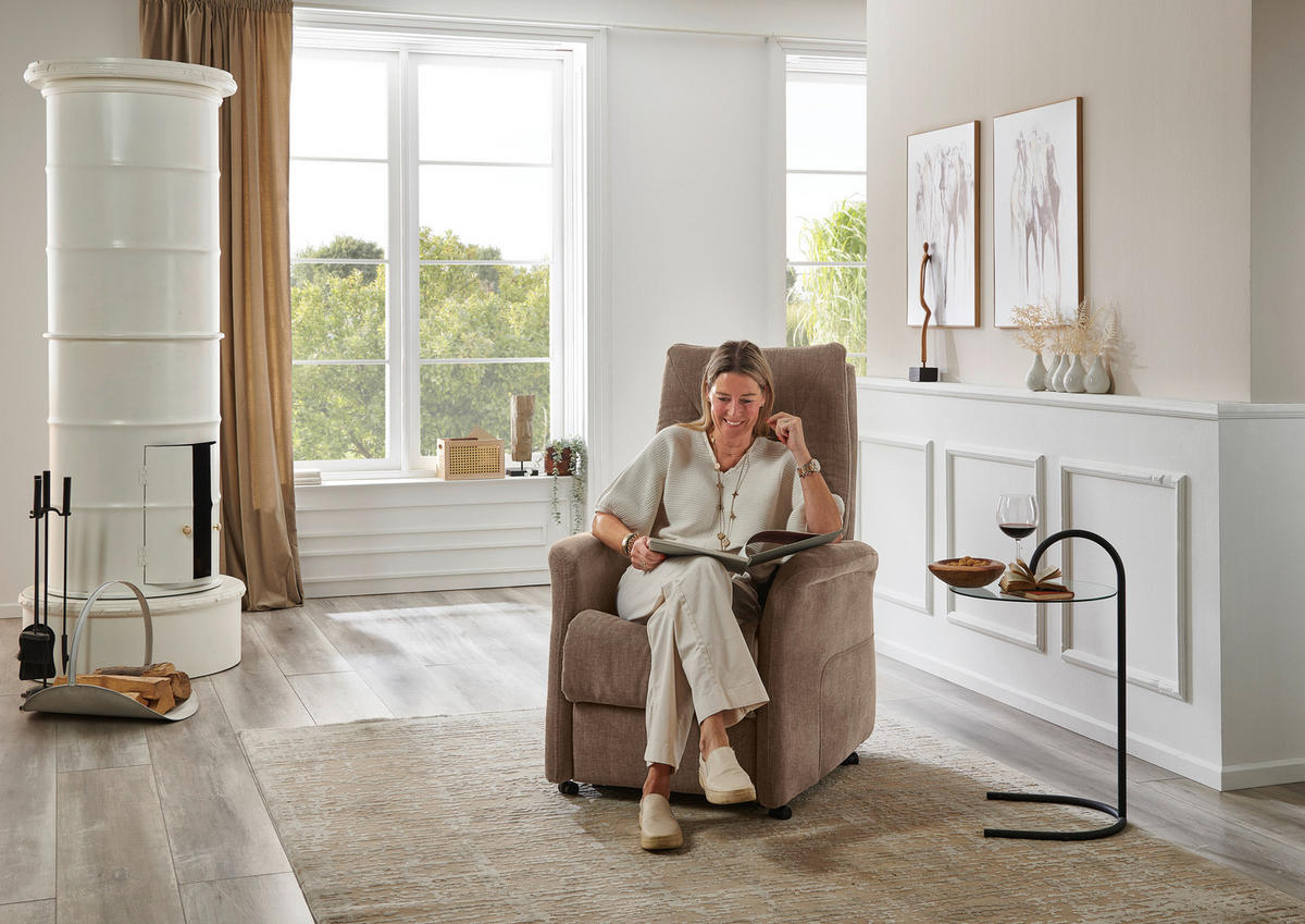 FERNSEHSESSEL in Chenille Beige  - Beige/Grau, Konventionell, Kunststoff/Textil (78/115/90cm) - Hukla