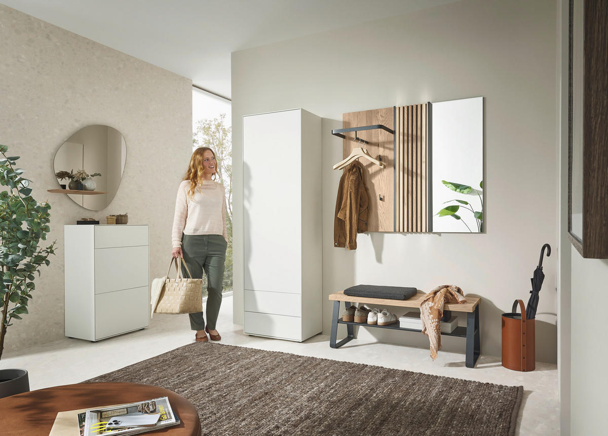 GARDEROBENBANK  in 109/43/42 cm  - Eichefarben/Anthrazit, Design, Holz/Metall (109/43/42cm) - Johann Jakob