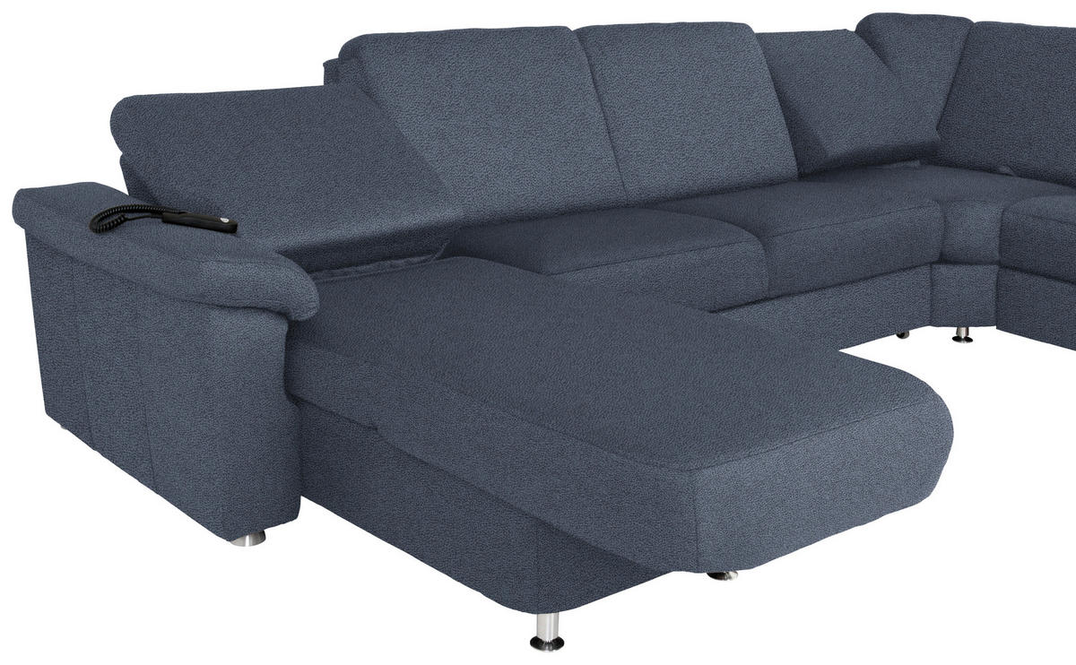 WOHNLANDSCHAFT Blau Flachgewebe  - Chromfarben/Blau, KONVENTIONELL, Textil/Metall (163/330/240cm) - Beldomo System