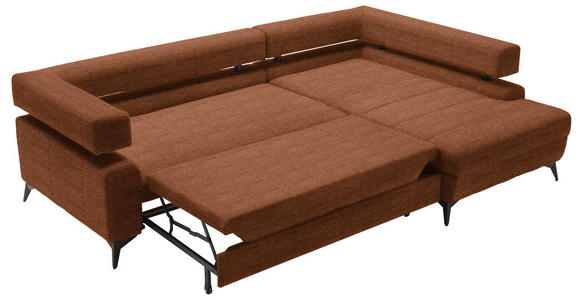 ECKSOFA in Chenille Cognac  - Cognac/Schwarz, KONVENTIONELL, Textil/Metall (265/184cm) - Hom`in