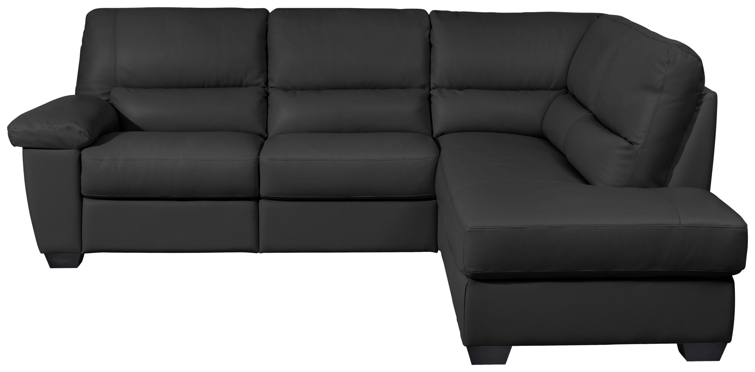 ECKSOFA Schwarz Kombination Echtleder/Lederlook  - Schwarz, KONVENTIONELL, Leder/Kunststoff (248/201cm) - Livetastic