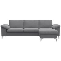 ECKSOFA Grau Flachgewebe  - Schwarz/Alufarben, Design, Textil/Metall (242/159cm) - Livetastic