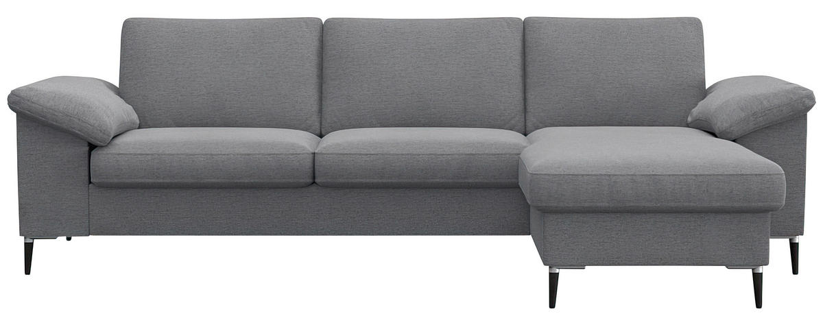 ECKSOFA Grau Flachgewebe  - Schwarz/Alufarben, Design, Textil/Metall (242/159cm) - Livetastic