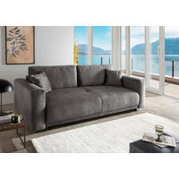 SCHLAFSOFA  mit Liegefunktion, Rücken echt Velours Grau  - Schwarz/Grau, MODERN, Kunststoff/Textil (245/86/126cm) - Livetastic