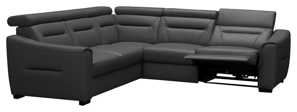 ECKSOFA  in Lederlook Echtleder Anthrazit  - Wengefarben/Anthrazit, Design, Leder/Holz (260/260cm) - Celina Home