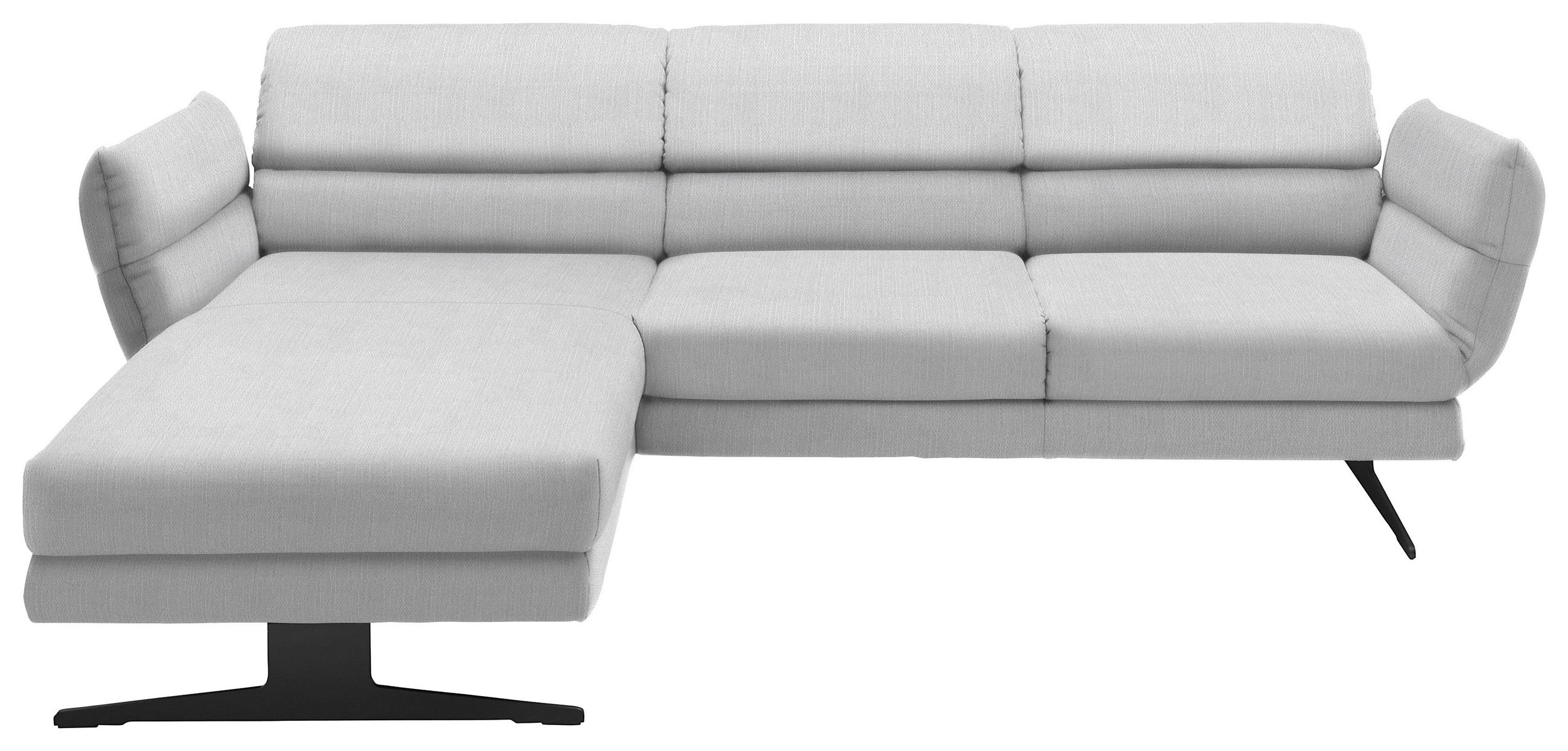 ECKSOFA in Flachgewebe Creme  - Creme/Schwarz, Design, Textil/Metall (176-217/279-327cm) - Dieter Knoll