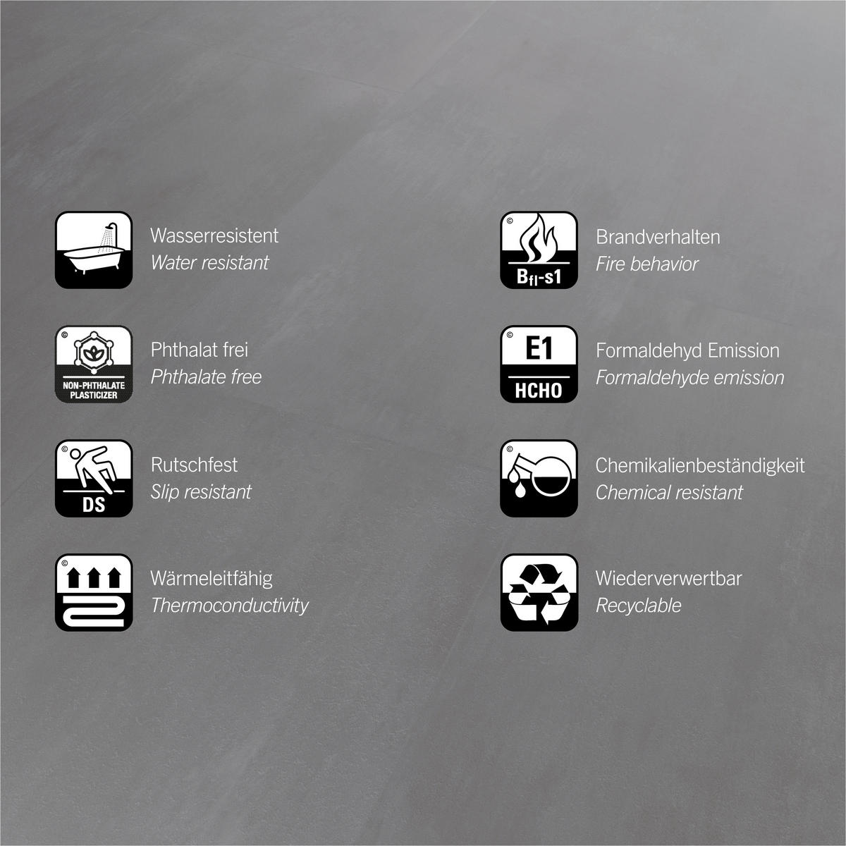 DESIGNBODEN Stone 4.2  per  m² - Dunkelgrau/Grau, Basics, Kunststoff (60.5/30.48/0.42cm)