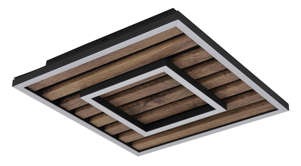 LED-DECKENLEUCHTE    30/30/6 cm  - Weiss/Dunkelbraun, Natur, Holzwerkstoff/Kunststoff (30/30/6cm) - Globo
