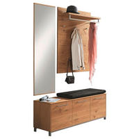 GARDEROBE 4-teilig  in 127/195/40 cm  - Eichefarben/Anthrazit, Design, Glas/Holz (127/195/40cm)
